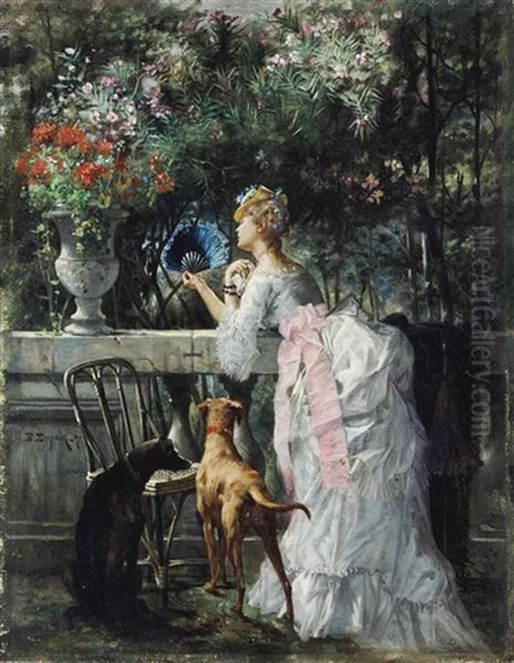 Femme Dans Le Parc Avec Les Chiens - view 1