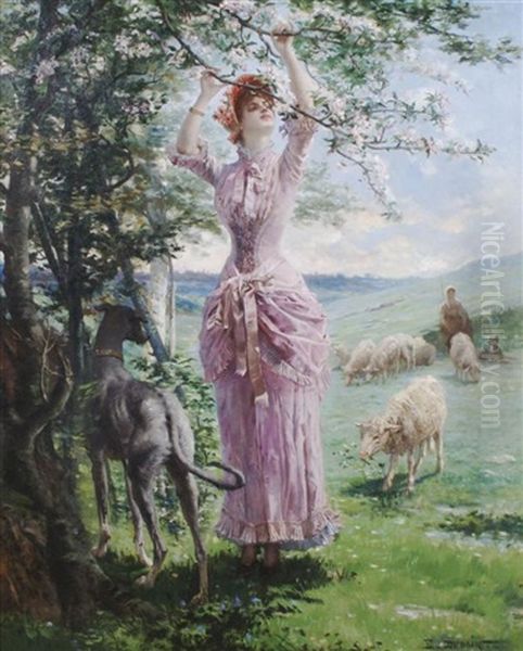 Girl With Sheep - view 1