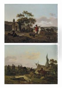 Paysage Au Cavalier; Et Paysage Au Campement (pair)