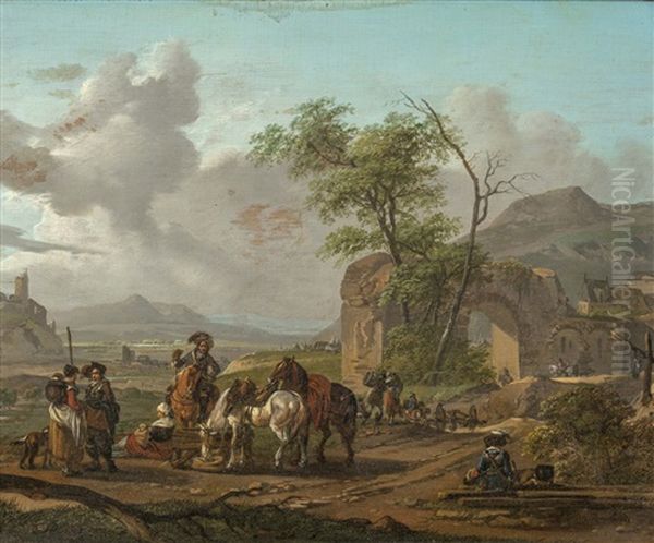 Personnages Devant Des Ruines - view 1