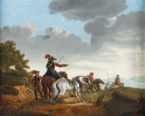 Halte De Soldats Dans Les Dunes by Claude Michel Hamon Duplessis