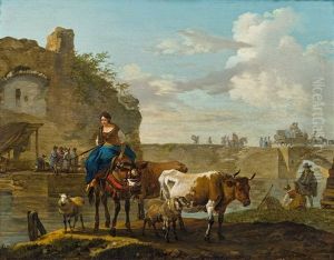 Hirtin An Einem Fluss by Claude Michel Hamon Duplessis