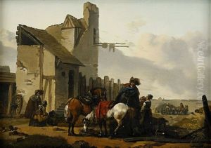 Landskap Med Rastande Ryttare by Claude Michel Hamon Duplessis
