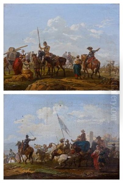 Le Depart De La Troupe Et La Halte Du Convoi (pair) - view 1