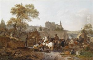 Militarisches Lager Vor Den Mauern Einer Stadt Militarisches Lager Vor Den Mauern Einer Stadt