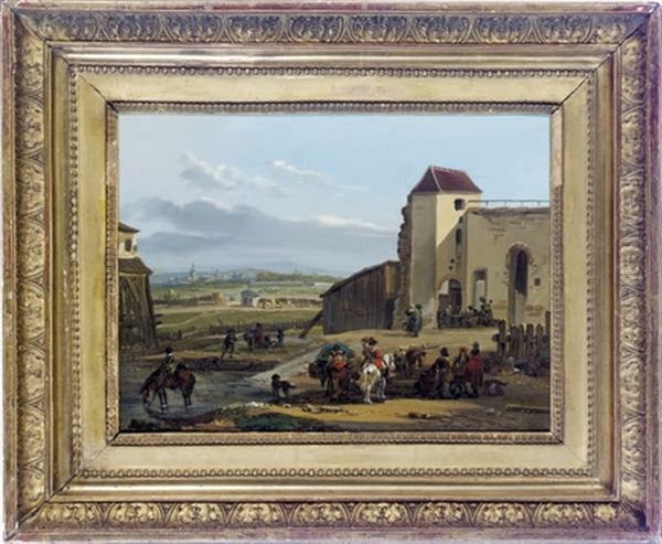 Travellers Resting By A Military Camp - view 1