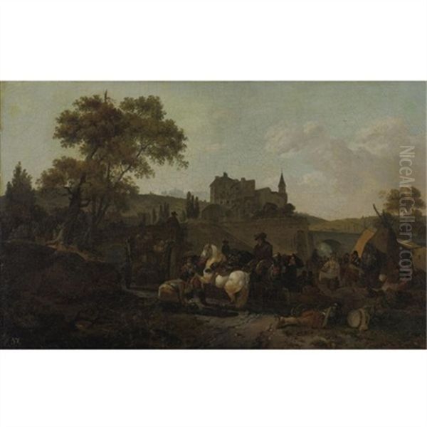 A Military Encampment In Front Of A Town - view 1