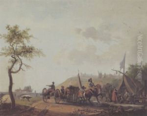 Rastende Soldaten, Ein Kurassier-offizier Und Einer Vor Einem Marketenderzelt by Claude Michel Hamon Duplessis