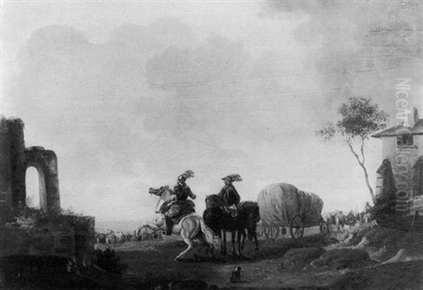 A Soldier Encountering A Cavalcade In An Italianate Landscape - view 1