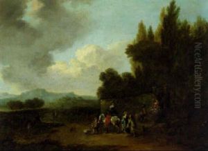 A Hunting Party Meeting By A Gateway