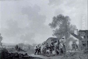 Rejouissances Militaires Devant L'auberge by Claude Michel Hamon Duplessis