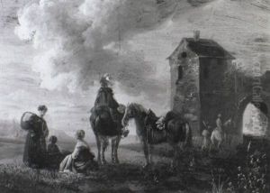 Paesaggio Con Cavalieri E Contadini by Claude Michel Hamon Duplessis