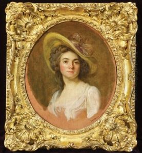 Portrait De Jeune Femme Au Chapeau by Joseph-Siffred Duplessis