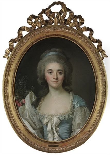 Portrait Of Comtesse De Provence (1753-1810), Half-length, In A Turquoise Dress With White Lace Trim And Ribbon - view 1