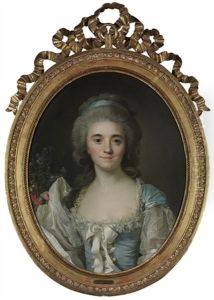 Portrait Of Comtesse De Provence (1753-1810), Half-length, In A Turquoise Dress With White Lace Trim And Ribbon