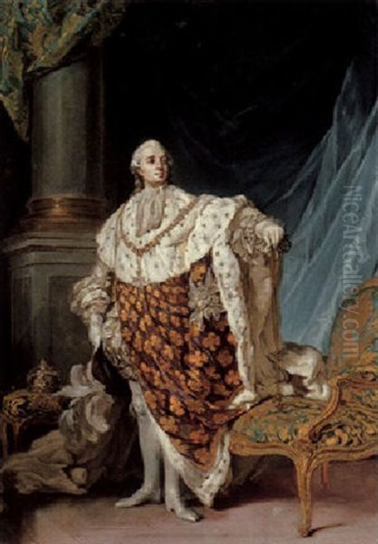 Portrait Of Louis Xvi, King Of France And Navarre, Wearing Coronation Robes And The Hat And Collar Of The Sovreign Head Of The Order Of The Saint-esprit - view 1