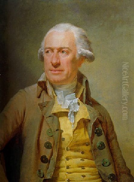 Portrait Of Architect Louis-francois Petit Radel, Wearing A Mustard Jacket And Waistcoat - view 1