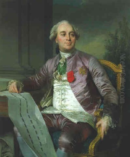 Portrait Of Charles-claude De Flahaut De La Billarderie, Comte D'angiviller, Seated Three-quarter Length With His Hand Resting On Plans Of The Grande Galerie Du Louve - view 1
