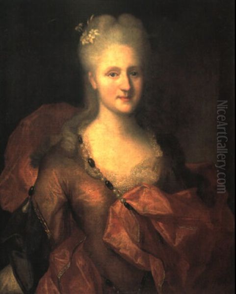 Portrat Einer Eleganten Dame Mit Perlenketten - view 1