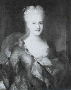 A Portrait Of A Lady, Half-length, Wearing A Red Cloak And Apearl Necklace
