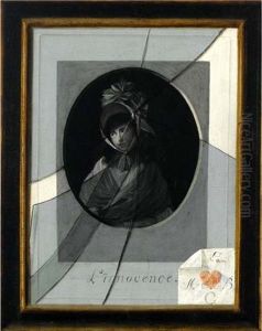 A Framed Engraving Innocence Seen Behind Broken Glass by Jean Duplessis-Bertaux