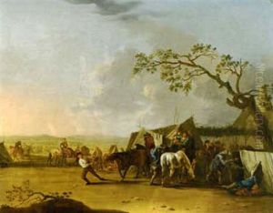Scene De Campement Ou Le Marche Aux Chevaux