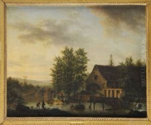 Paysage Au Moulin A Eau by Francois-Leonard Dupont