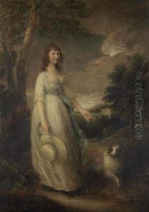 Portrait Of Mary-jane Ormsby Of Porkington, Full-length, With Her Dog