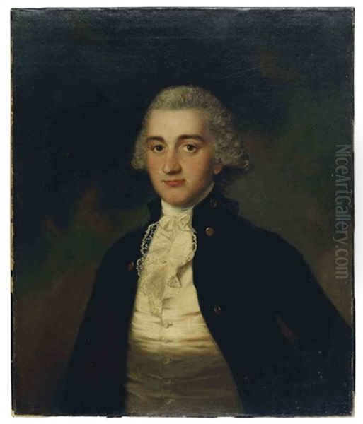 Portrait Of A Gentleman Wearing A Blue Jacket With Brass Buttons - view 1