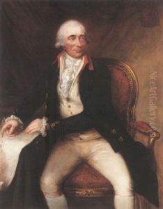 Portrait Of Captain William Money Wearing Uniform, His Hands Pointing To A Map