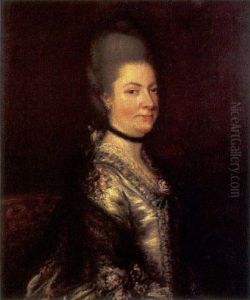 Portrait Of A Lady In A Grey Dress Decorated With A Flower, A Black Embroidered Veil Around Her Shoulder (sarah Hankey?)