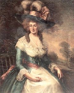 A Portrait Of A Lady In A Plumed Hat (elizabeth Harcourt?) by Gainsborough Dupont