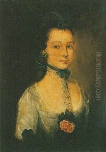 Portrait Of A Young Lady, Wearing A White Decollete Dress by Gainsborough Dupont
