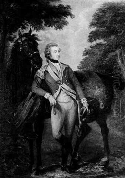 Portrait Of Colonel John Hayes St. Leger, Standing In A Park Landscape, With His Charger - view 1
