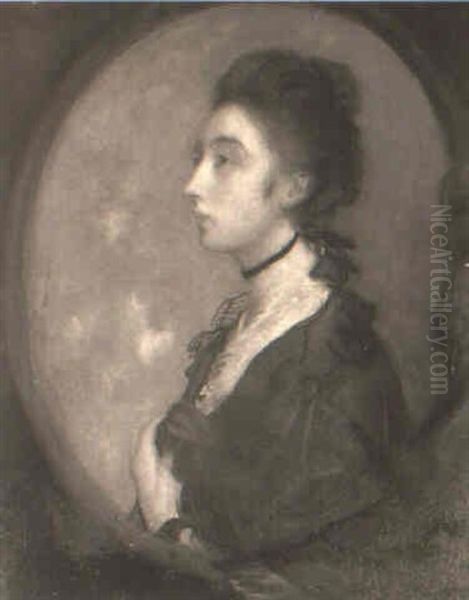Portrait Of A Lady In Black Dress With Lace Collar - view 1