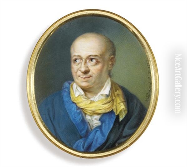 Salomon Gessner, In Blue-lined Greenish-blue Gown, White Shirt And A Yellow Scarf Tied Loosely Around His Neck - view 1