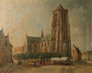 City Scene With Church by Pieter Dupont