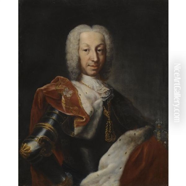Portrait Of A Member Of The House Of Savoy In Armour With A Red Velvet And Ermine Cloak Wearing The Order Of The Annunciata - view 1
