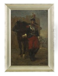 French Soldier With His Horse by Henri Louis Dupray