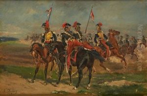 Scene De Cavalerie by Henri Louis Dupray
