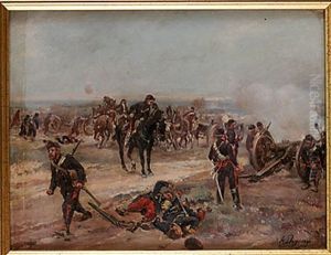 Batterie D'artillerie, Attaquant Un Village Aux Environs De Paris