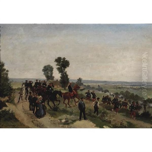 An Extensive Landscape With French Military Maneuvers - view 1