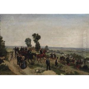 An Extensive Landscape With French Military Maneuvers by Henri Louis Dupray