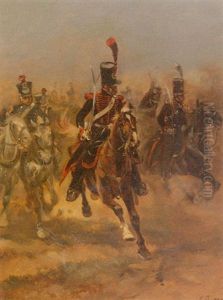 Untitled Scene With French Cavalry by Henri Louis Dupray