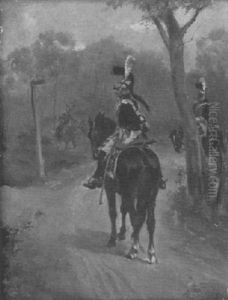 A Mounted Officer by Henri Louis Dupray