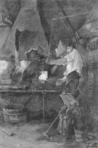 Schmied Bei Der Arbeit by Henri Louis Dupray