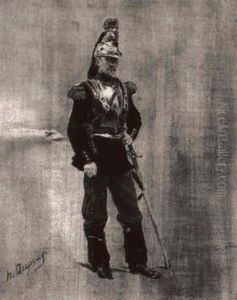 Soldier With Plumed Hat by Henri Louis Dupray