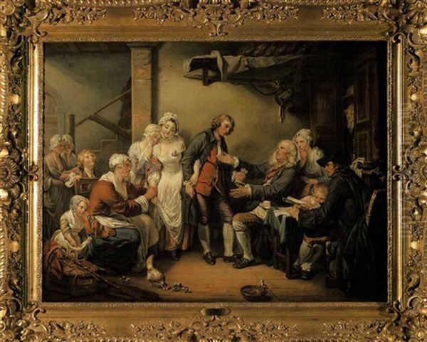 Interior Scene With Multiple Figures (after Jean Baptiste Greuze) - view 1