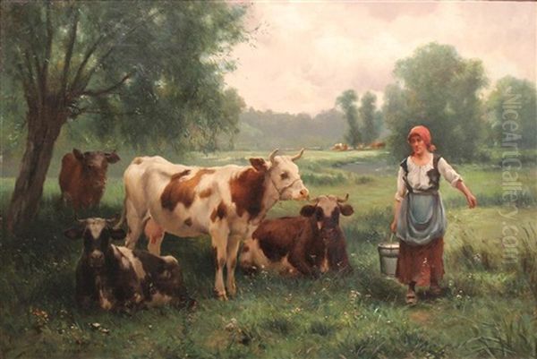 Milk Maid Guarding Her Cattle - view 1