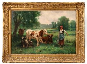 Milk Maid With Herd